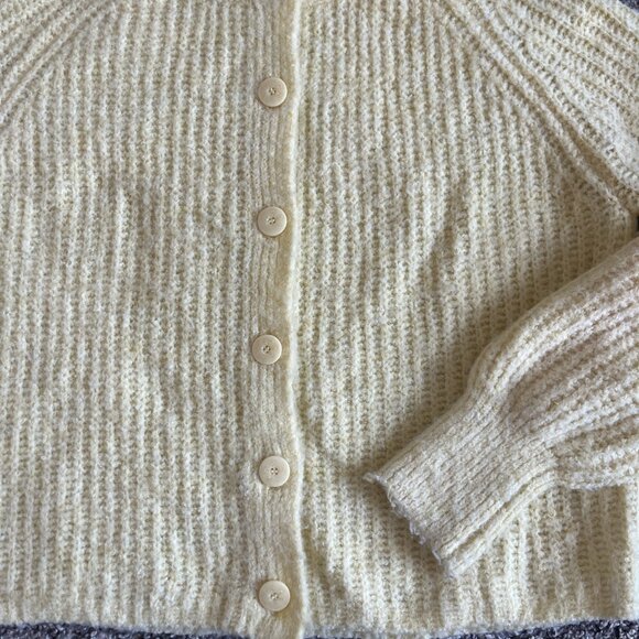 Soft Butter Yellow Knit Cardigan Sweater Button Front Size Medium - Picture 5 of 7
